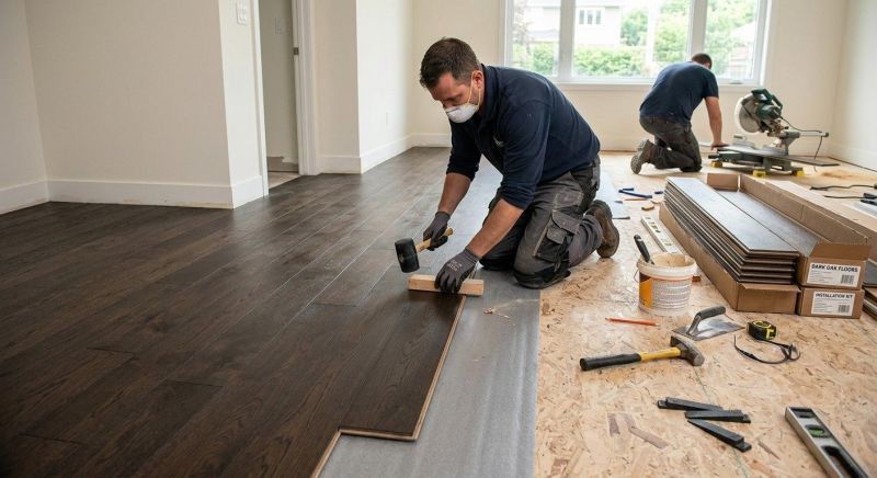 Dark Wood Floor Installation in Everett, WA